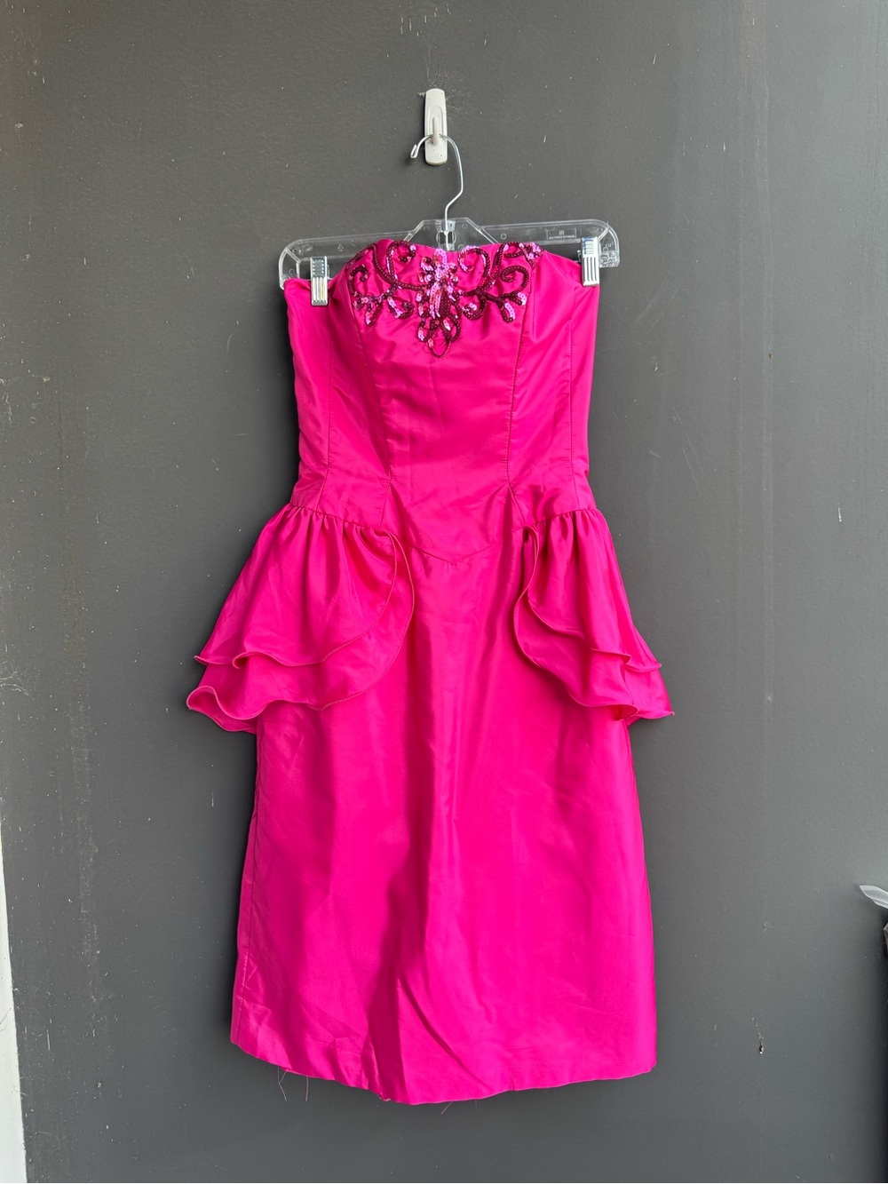 Vintage Mike Benet pink ruffle formal dress